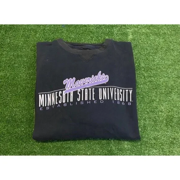 Vintage Minnesota State Mavericks sweatshirt mens 2XL black oversize crewneck - Picture 1 of 11